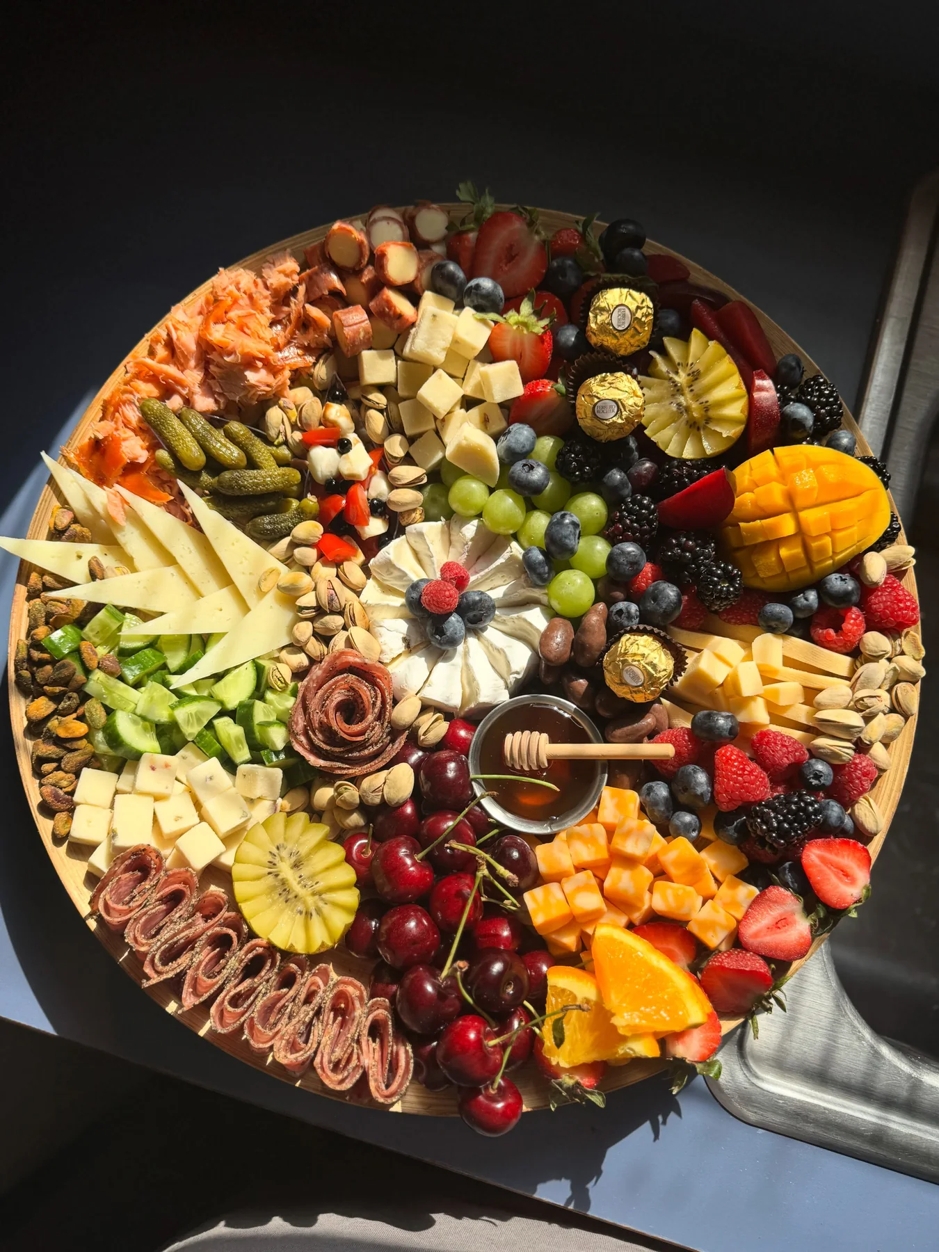 Colorful specialty charcuterie platter